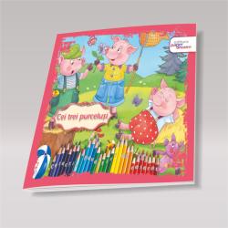 Editura Paper Dreams Carte de colorat si povesti - Cei trei purcelusi Carte de colorat