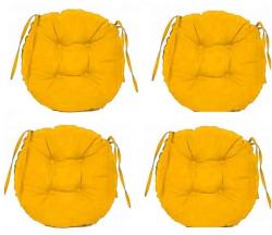 Palmonix Set Perne decorative rotunde, pentru scaun de bucatarie sau terasa, diametrul 35cm, culoare galben, 4 buc/set (per-rot-galbenx4)