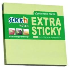 STICK N Öntapadó jegyzettömb STICK`N extra erõs 76x76mm újrahasznosított pasztell zöld 90 lap (21602)