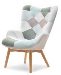 VOX bútor NURIA steppelt skandináv fotel, patchwork 2-bükk