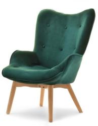 VOX bútor NURIA steppelt skandináv fotel, zöld-bükk