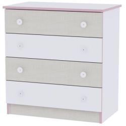 Lorelli - Comoda lemn , 4 sertare , White Pink Crossline (1017007 0032A)