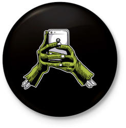 printfashion Zombie és a telefon - Kitűző, hűtőmágnes - Fekete (3094185)