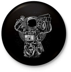 printfashion Űrhajós zenegép - Kitűző, hűtőmágnes - Fekete (3091073)