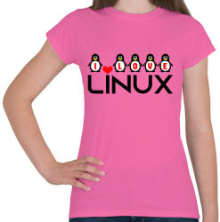 printfashion I love linux - Női póló - Rózsaszín (3530795)