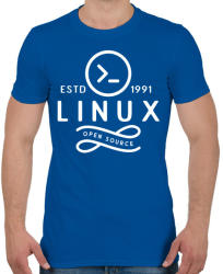 printfashion Linux 1991 - Férfi póló - Királykék (3530549)