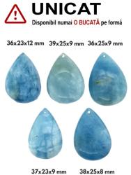  Pandantiv / Cabochon Acvamarin Picatura cu Gaura - 36-39 x 23-25 x 8-12 mm - 1 Buc