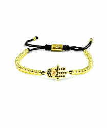 HIMHER Bratara unisex cu margele si medalion Hamsa Gold (BHU0009 - 2)