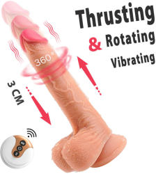 Paloqueth Realistic Thrusting & Rotating Dildo 7 Vibration 5 Thrusting & Rotating Modes with Remote Skin Vibrator