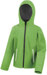 Result Gyerek Kabát Kapucnis Hosszú ujjú Result Kids TX Performance Hooded Softshell Jacket -S (5-6), Vivid Zöld/Fekete