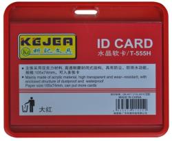 Buzunar PVC, pentru ID carduri, 105 x 74mm, orizontal, 5 buc/set, KEJEA - rosu (KJ-T-555H-RE)