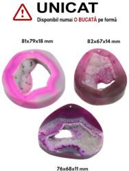  Pandantiv Agata Dungata Druzy Colorata Picatura cu Gaura - 76-82 x 67-79 x 11-18 mm - 1 Buc