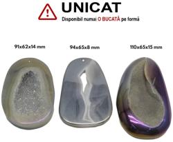  Pandantiv Agata Dungata Druzy Colorata Picatura cu Gaura - 91-110 x 62-65 x 8-15 mm - 1 Buc