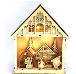Iris Karácsonyi ház alakú fénydekoráció (308-03)