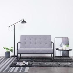 vidaXL Canapea cu 2 locuri și brațe gri deschis oțel & material textil (282161) Canapea