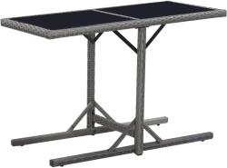 vidaXL Masă de grădină, negru, 110 x 53 x 72 cm, sticlă și poliratan (46452)