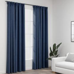 vidaXL Draperii opace aspect in, cârlige, 2 buc. , albastru, 140x245 cm (321182)