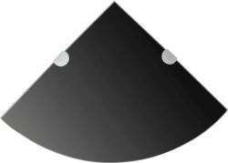 vidaXL Rafturi de colț cu suporturi crom 2 buc. negru 35x35 cm sticlă (3051596) Raft