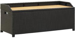 vidaXL Bancă de depozitare pentru grădină, negru, 120 cm, poliratan (46480)