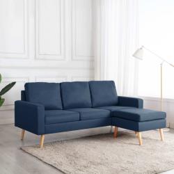 vidaXL Canapea cu 3 locuri și taburet, albastru, material textil (288727) Canapea