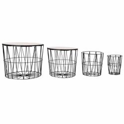 vidaXL Măsuță de cafea, 4 buc. , negru (287648) Masa de cafea