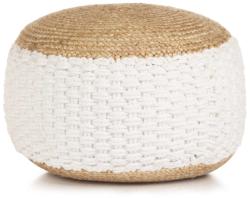 vidaXL Fotoliu pouf tricotat manual, iută și bumbac, 50 x 35 cm, alb (245095) Canapea