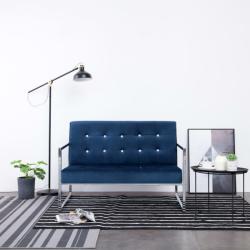 vidaXL Canapea cu 2 locuri cu brațe, albastru, crom și catifea (282166) Canapea