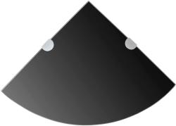 vidaXL Rafturi de colț cu suporturi crom 2 buc. negru 25x25 cm sticlă (3051595)