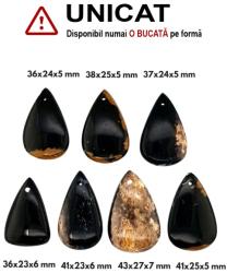  Pandantiv din Lemn Fosil Picatura- 36-43 x 23-27 x 5-7 mm