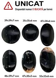  Pandantiv din Lemn Fosil Oval - Disc cu Gaura - 35-53 x 28-33 x 5-7 mm