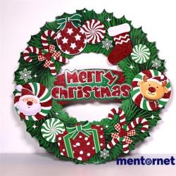 Iris 3D karácsonyi koszorú karton dekoráció (020-02)