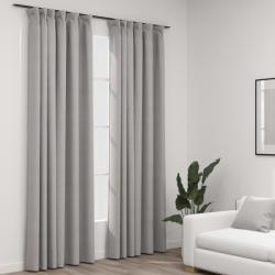 vidaXL Perdele opace aspect pânză, cârlige 2 buc. gri taupe 140x245 cm (321174)