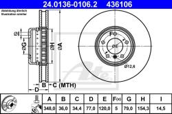ATE Disc frana ATE 24.0136-0106.2 (24.0136-0106.2)
