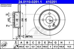 ATE Disc frana ATE 24.0110-0251.1 (24.0110-0251.1) - automobilus