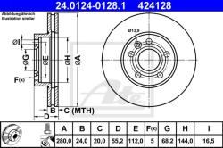 ATE Disc frana ATE 24.0124-0128.1 (24.0124-0128.1) - automobilus