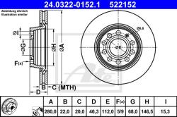 ATE Disc frana ATE PowerDisc 24.0322-0152.1 (24.0322-0152.1)