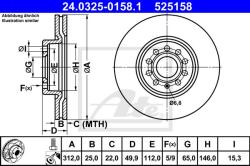 ATE Disc frana ATE 24.0325-0158.1 - automobilus