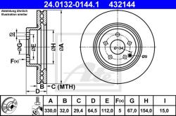 ATE Disc frana ATE 24.0132-0144.1 (24.0132-0144.1) - automobilus