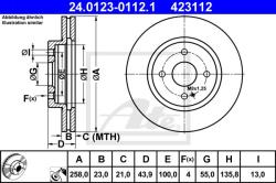 ATE Disc frana ATE 24.0123-0112.1 (24.0123-0112.1) - automobilus