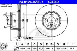 ATE Disc frana ATE 24.0124-0203.1 - automobilus