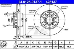 ATE Disc frana ATE 24.0125-0137.1 (24.0125-0137.1) - automobilus