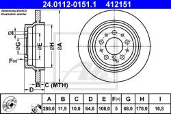 ATE Disc frana ATE 24.0112-0151.1 (24.0112-0151.1) - automobilus