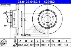 ATE Disc frana ATE 24.0122-0162.1 (24.0122-0162.1) - automobilus