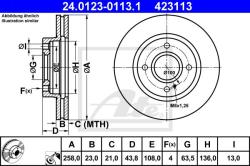 ATE Disc frana ATE 24.0123-0113.1 (24.0123-0113.1) - automobilus