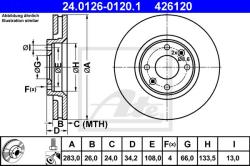 ATE Disc frana ATE 24.0126-0120.1 (24.0126-0120.1) - automobilus