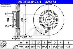 ATE Disc frana ATE 24.0125-0174.1 (24.0125-0174.1) - automobilus