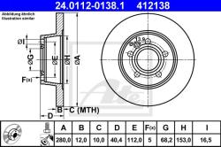 ATE Disc frana ATE 24.0112-0138.1 (24.0112-0138.1) - automobilus