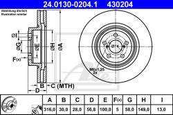 ATE Disc frana ATE 24.0130-0204.1 (24.0130-0204.1) - automobilus