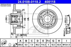 ATE Disc frana ATE 24.0108-0118.2 (24.0108-0118.2)