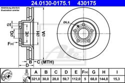 ATE Disc frana ATE 24.0130-0175.1 (24.0130-0175.1) - automobilus